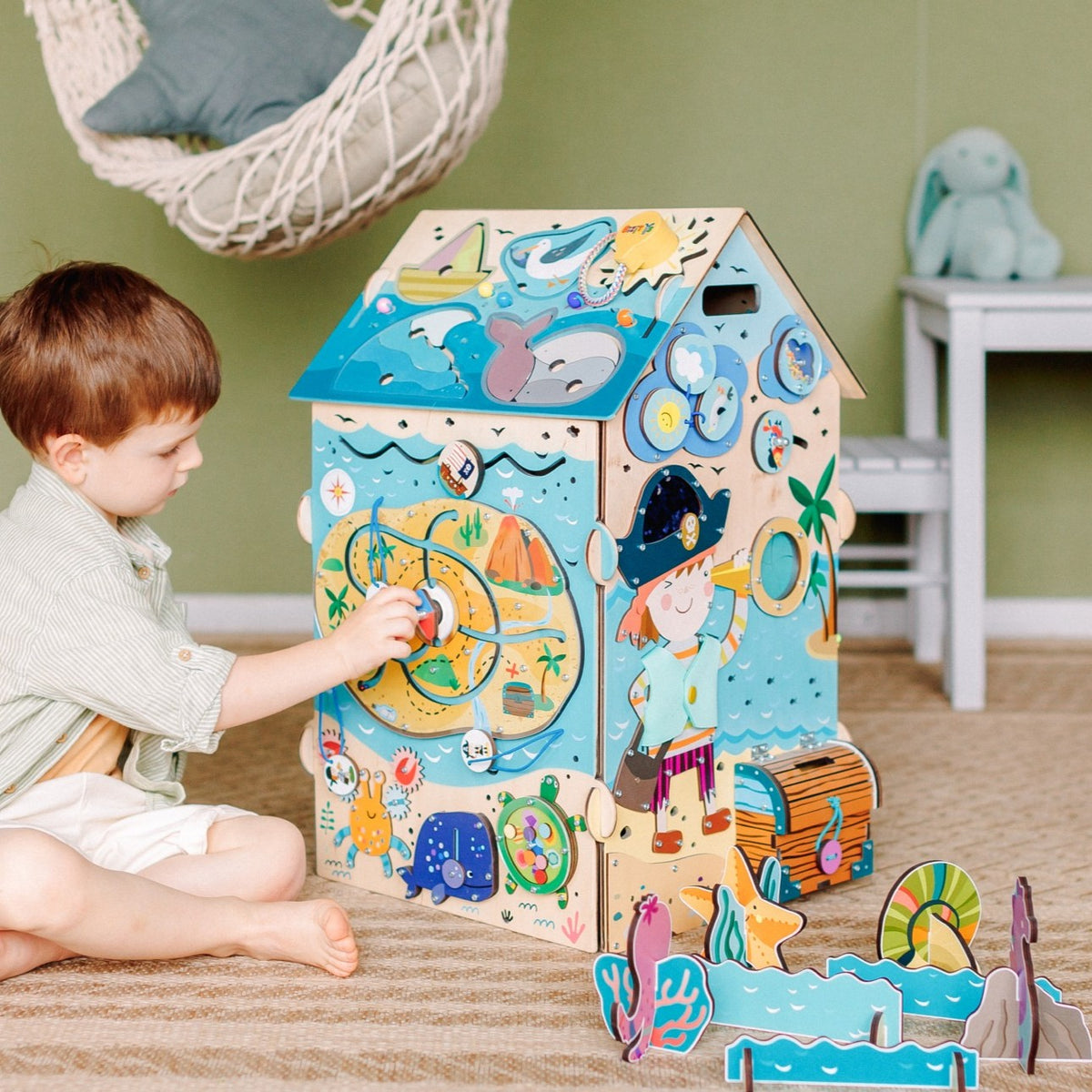 Busy House Pirate detale zamków i zapięć — motoryka mała Montessori - 8