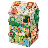 Busy House Farm widok z boku — tablica sensoryczna ze zwierzętami dla dzieci od 1 roku