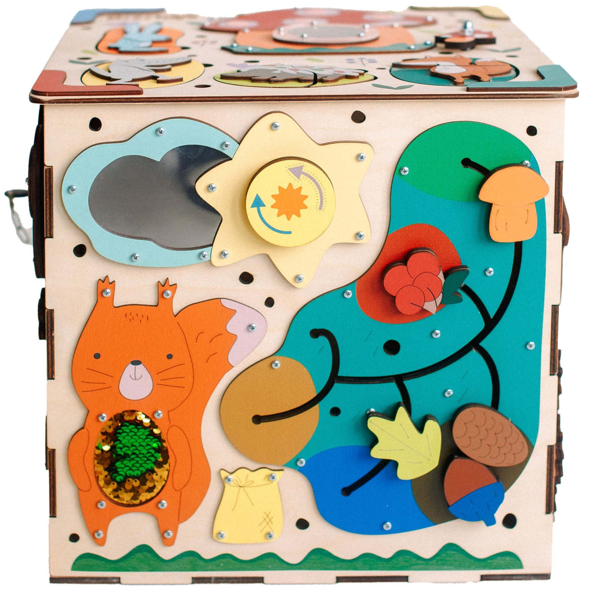 XL drewniana zabawka — ścianka z aktywnościami - 3