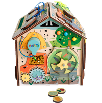 Road drewniana zabawka — ścianka z aktywnościami