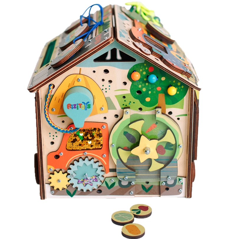 Road drewniana zabawka — ścianka z aktywnościami - 3