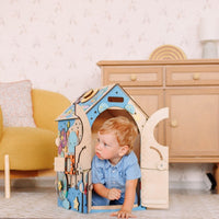 Busy House Space elementy sensoryczne — kosmiczne zębatki i LED oświetlenie