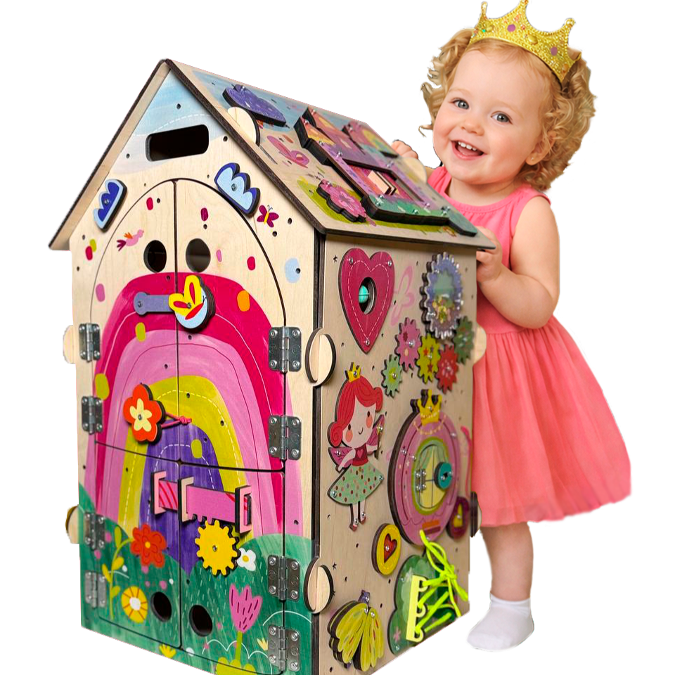 Busy House Princess szczegóły — pastelowe kolory, zamki i koraliki - 7