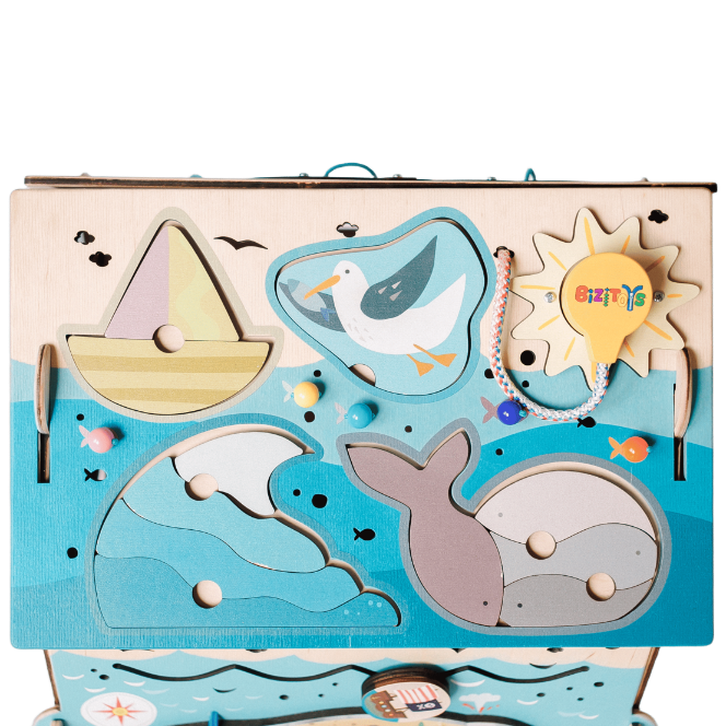 Tablica manipulacyjna Pirate wymiary 60x38x38 cm — duża zabawka sensoryczna - 11