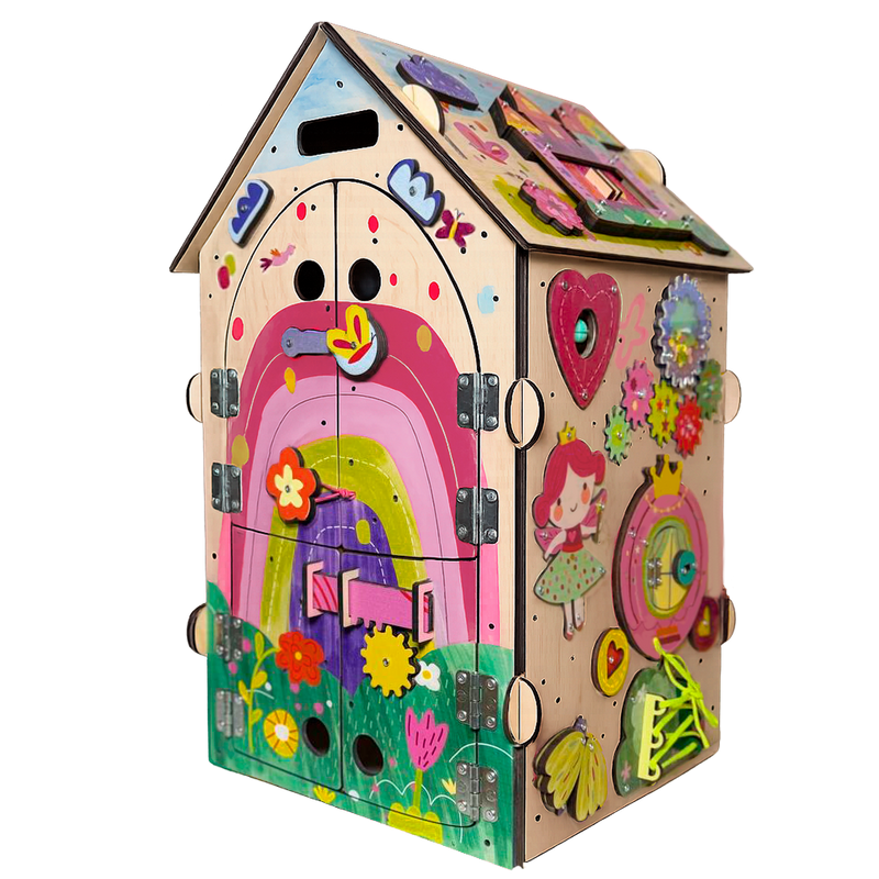 Busy House Princess widok z boku — pastelowa tablica manipulacyjna dla dzieci - 2