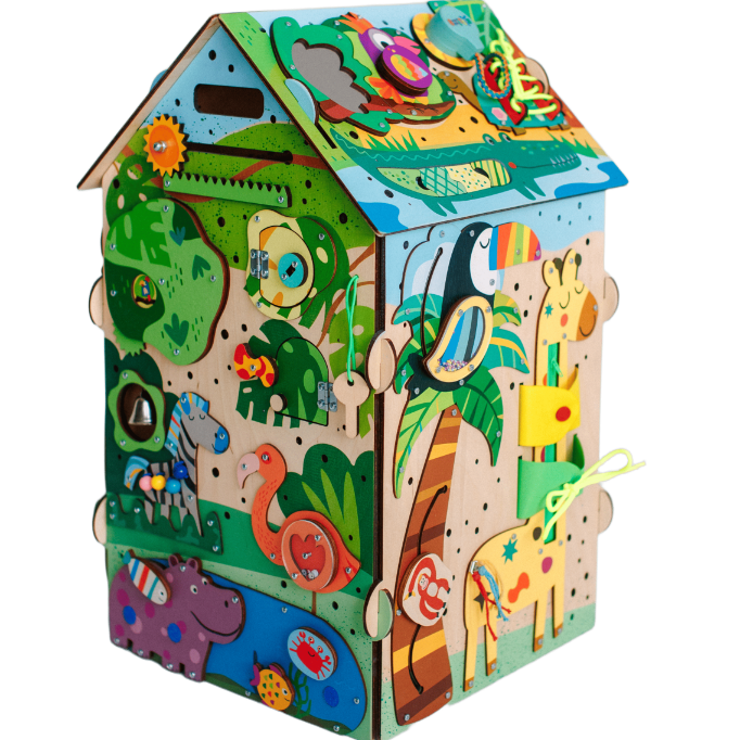 Jungle drewniana zabawka — ścianka z aktywnościami - 3