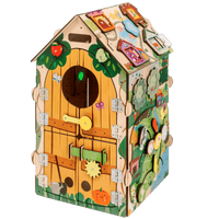 Tablica manipulacyjna Busy House Farm — drewniana zabawka montessori zwierzęta farmy BiziToys