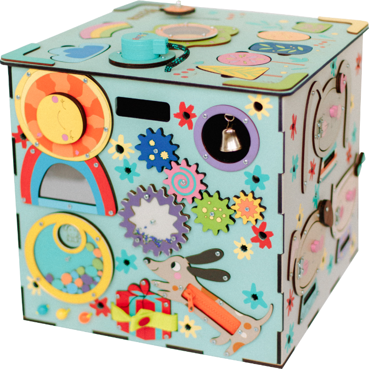 Busy Cube XL Lunar widok z boku — kostka manipulacyjna 35 cm motyw kosmiczny - 2