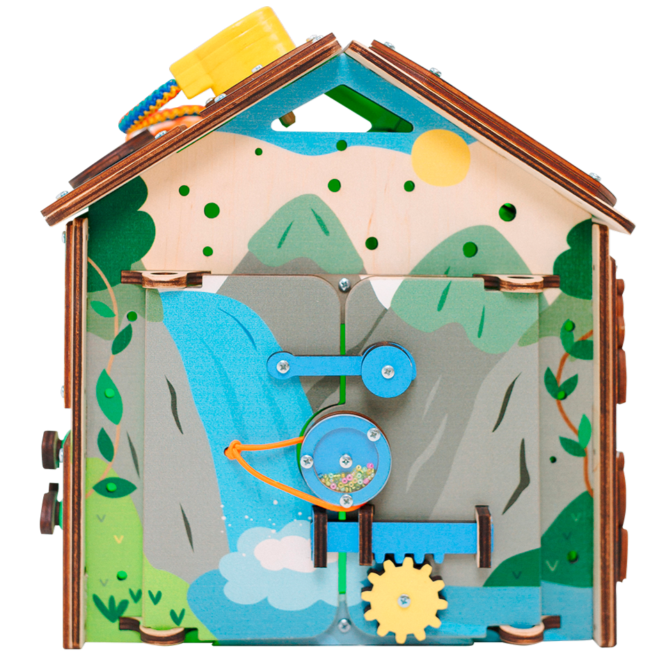 Safari drewniana zabawka — ścianka z aktywnościami - 3