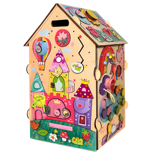Domek Manipulacyjny Księżniczka Drewniany LED Montessori dla Dzieci Prezent