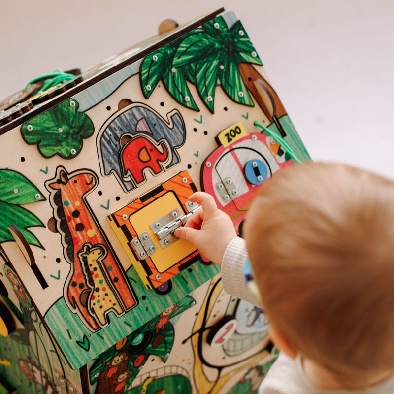 Busy House ZOO szczegóły — zamki, zębatki i kolorowe zwierzęta - 10