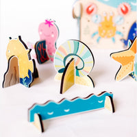 Drewniana tablica Pirate ścianka z zębatkami — zabawka edukacyjna dla dzieci