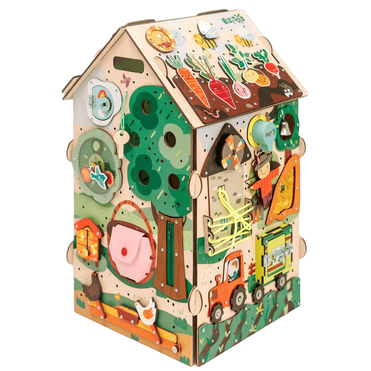 Farm drewniana zabawka — ścianka z aktywnościami - 3