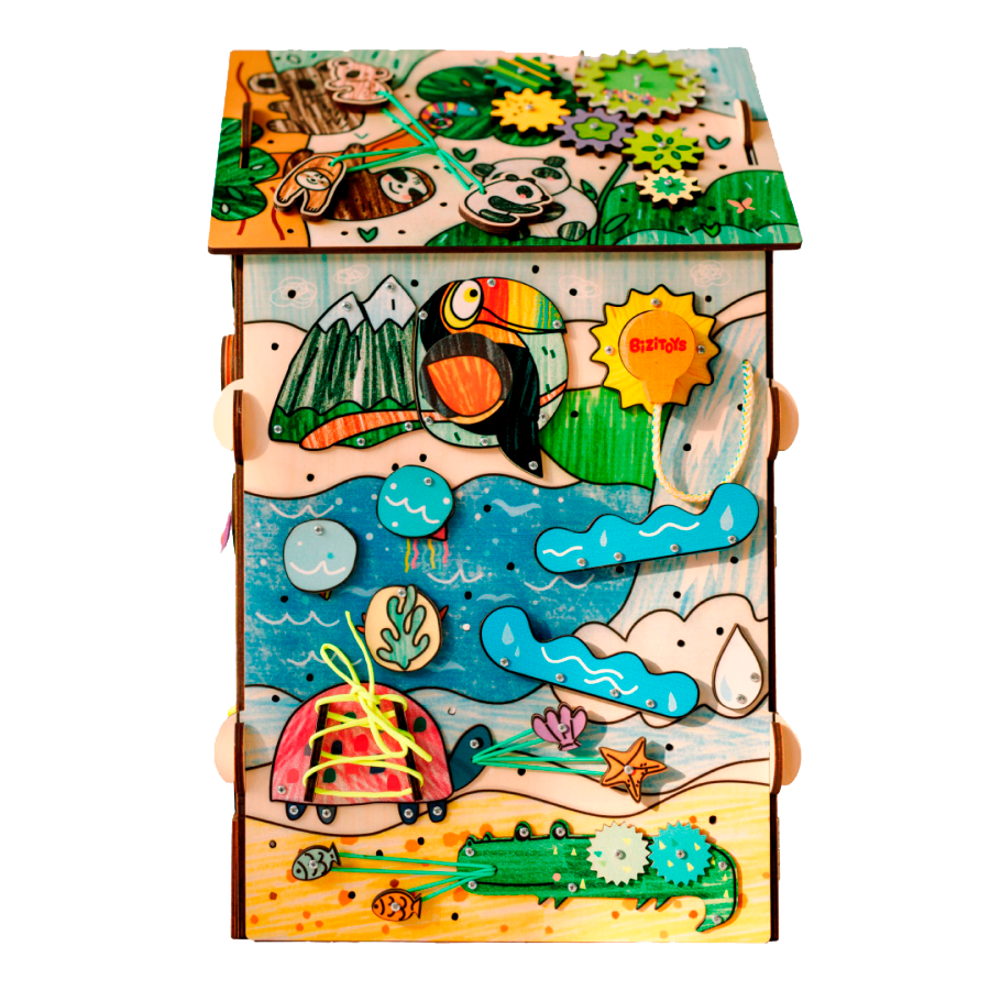 ZOO drewniana zabawka — ścianka z aktywnościami - 3