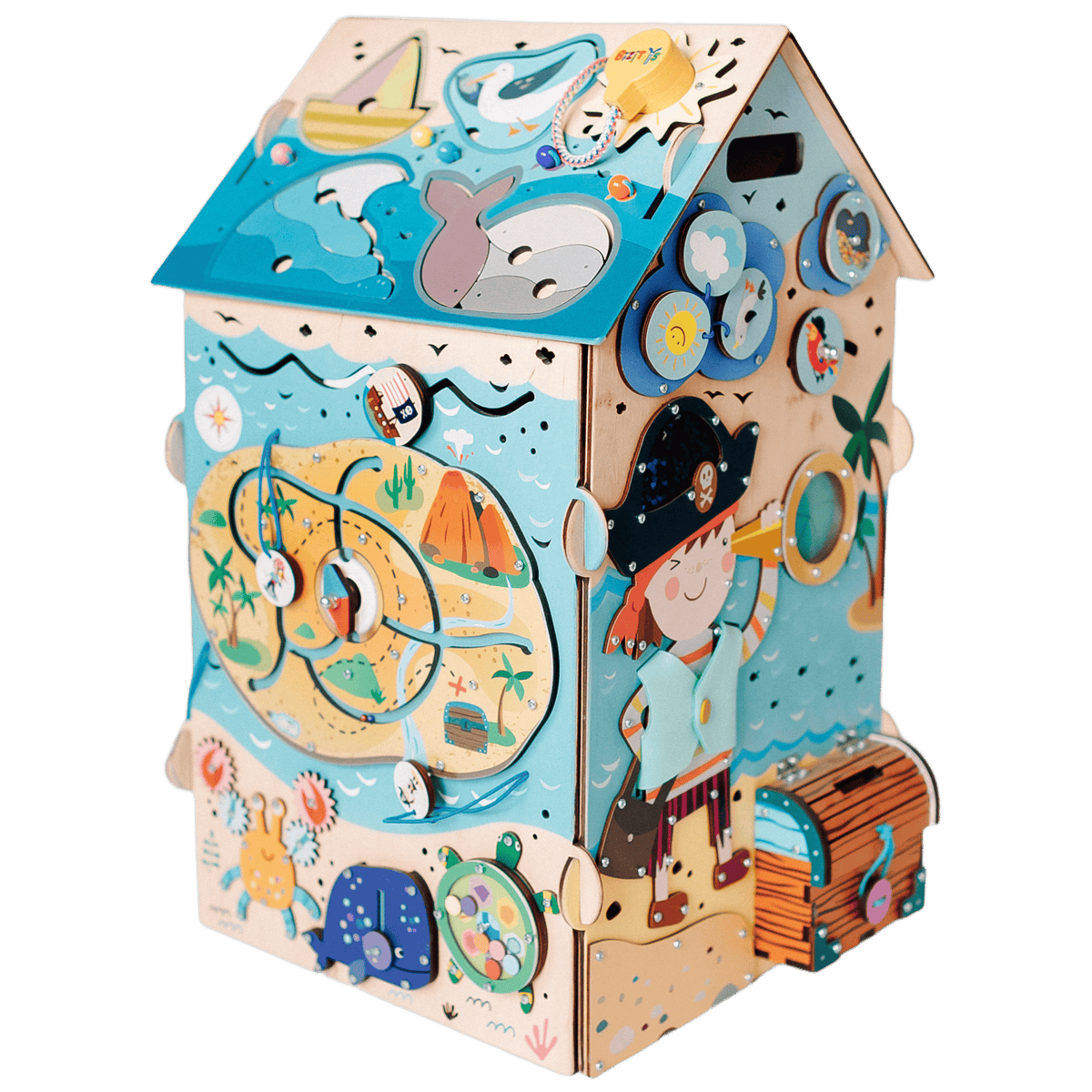 Busy House Pirate widok z boku — tablica manipulacyjna z motywem pirackim - 2