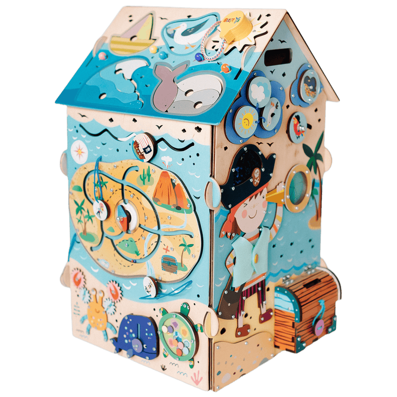 Busy House Pirate widok z boku — tablica manipulacyjna z motywem pirackim - 2