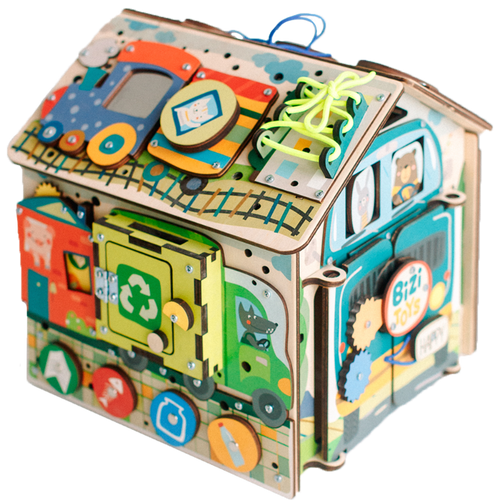 Domek Manipulacyjny Road Drewniany LED Montessori Edukacyjny na Prezent