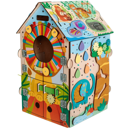 Tablica Manipulacyjna Jungle — Duża Drewniana Zabawka Montessori 1+